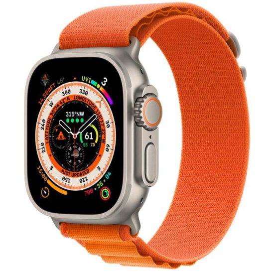 Apple watch 8 Ultra Titanium 49mm Case with Orange Alpine Loop - Image 3