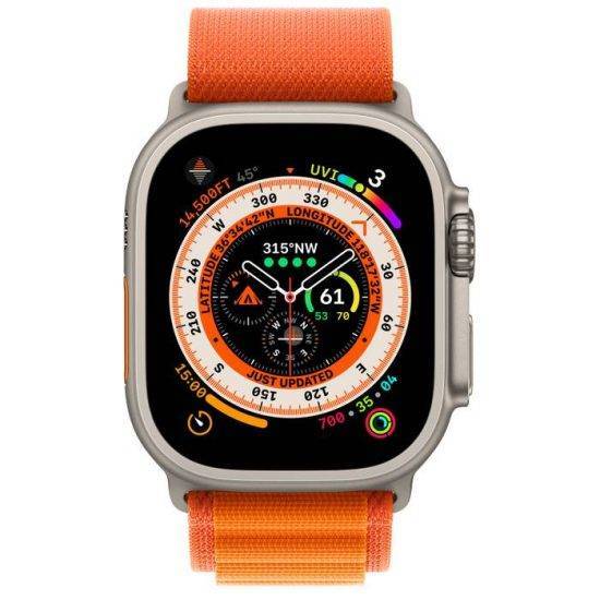 Apple watch 8 Ultra Titanium 49mm Case with Orange Alpine Loop - Image 1