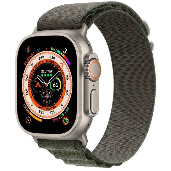 Apple watch 8 Ultra Titanium 49mm Case with Green Alpine Loop - Image 3