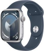 Apple Watch Series 9 45mm Silver Aluminum Case With Strom Blue Sports Band - Image 2